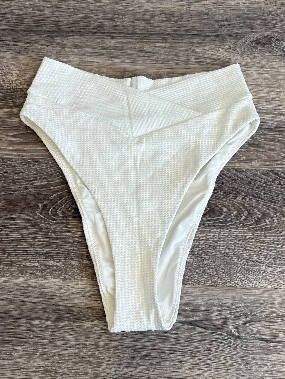 aerie White Textured High-Cut Bikini Bottom NWT Size S